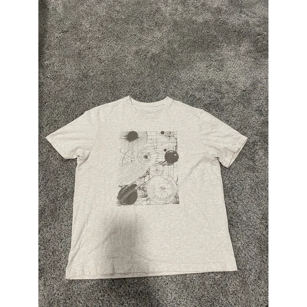 Banana Republic T-Shirt Mens L Oatmeal Excellent Graphic Print Premium Wash Tee